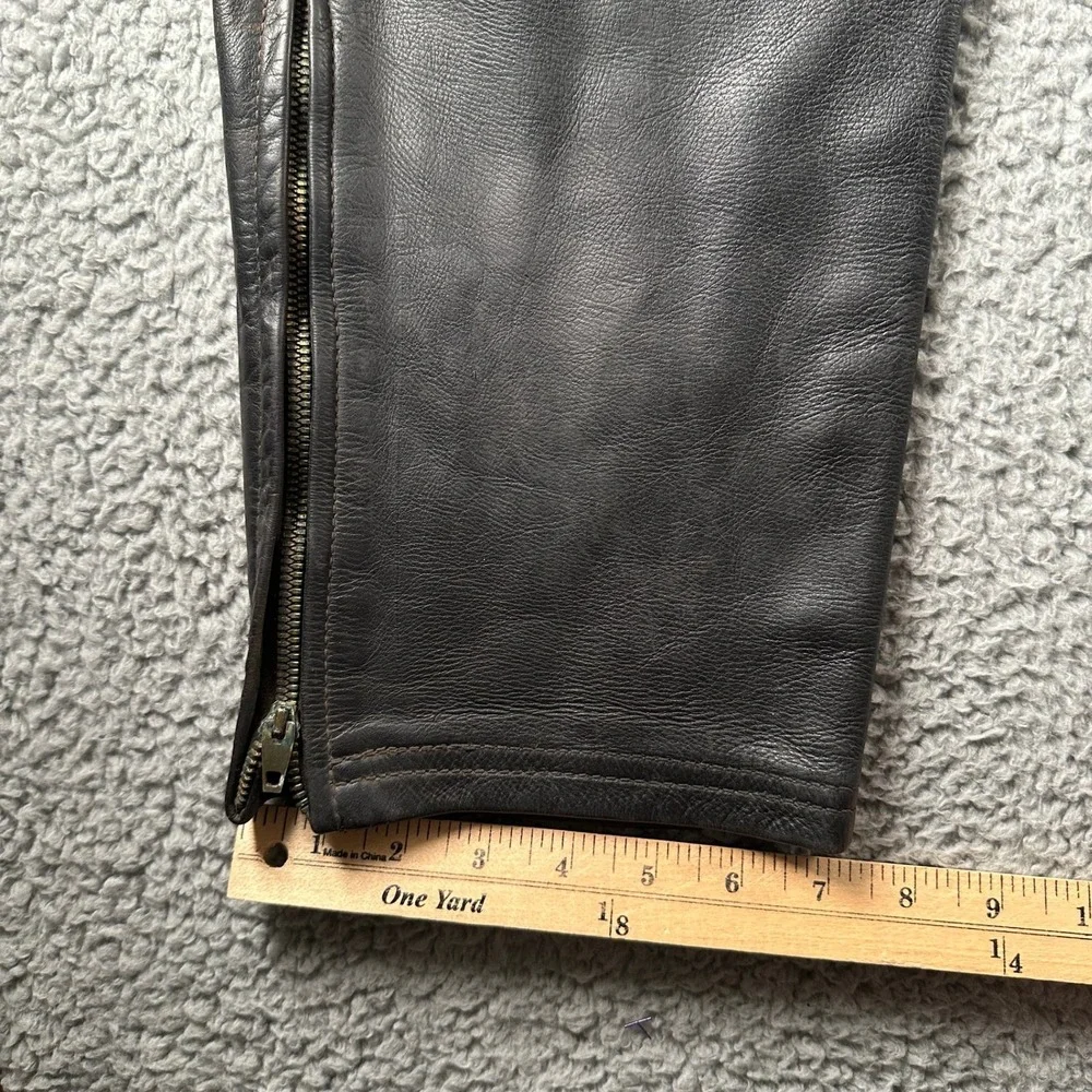 Vintage Langlitz Leathers Motorcycle Pants Mens 30 Black Conmatic Zip Biker 50's
